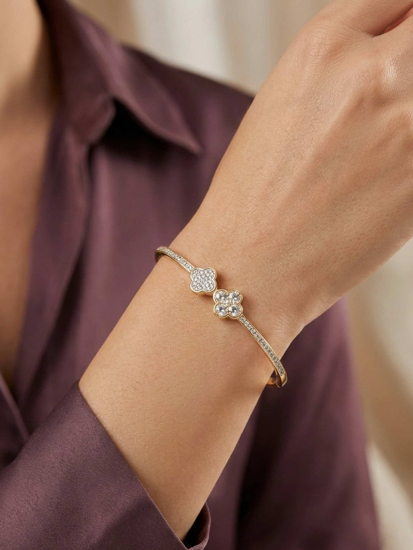 Twin Bloom Pave Bangle