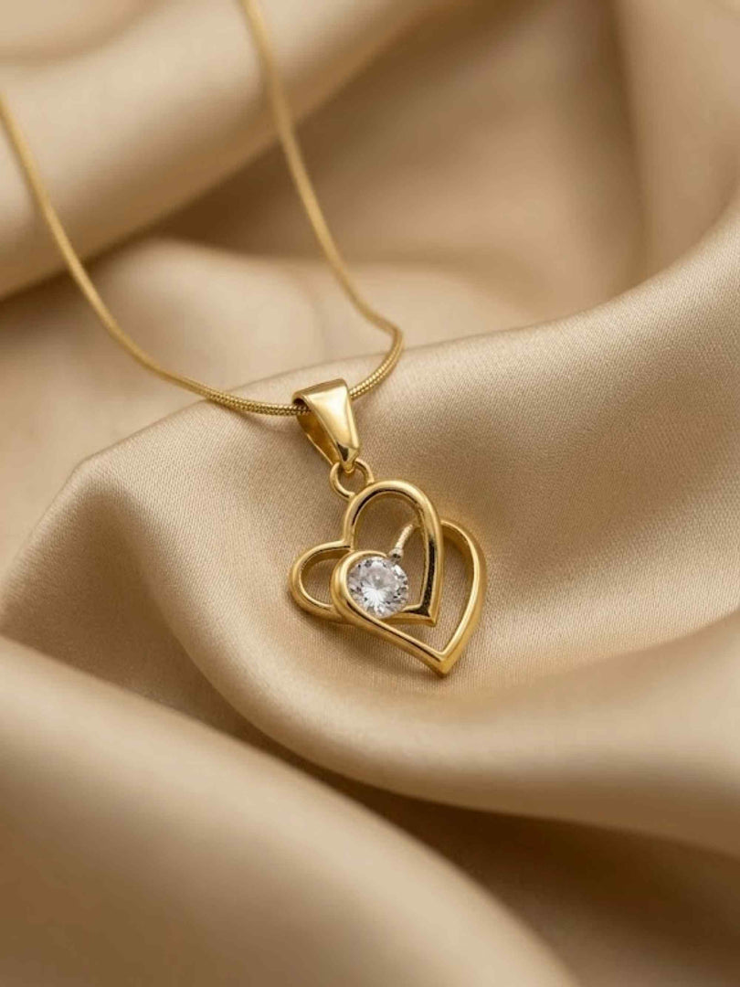 Double Heart Crystal Snake Chain Necklace