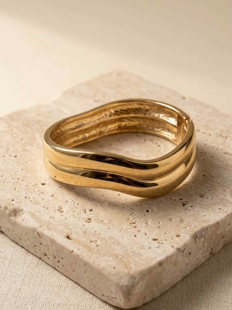 Liquid Gold Sculptural Wave Bangle