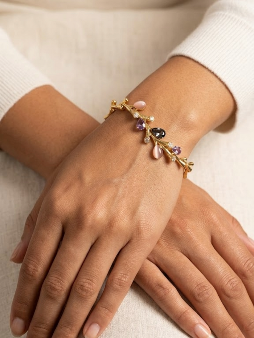 Blush Vine Crystal Charm Bracelet