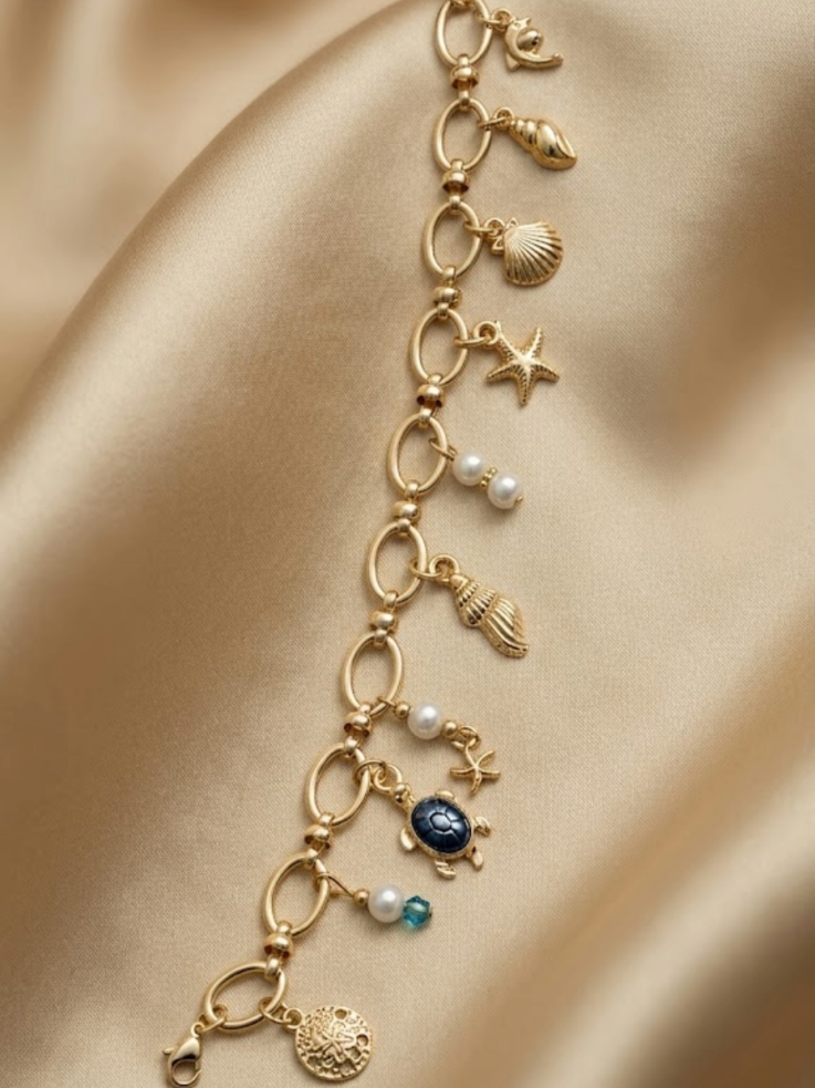 Golden Ocean Whisper Charm Bracelet