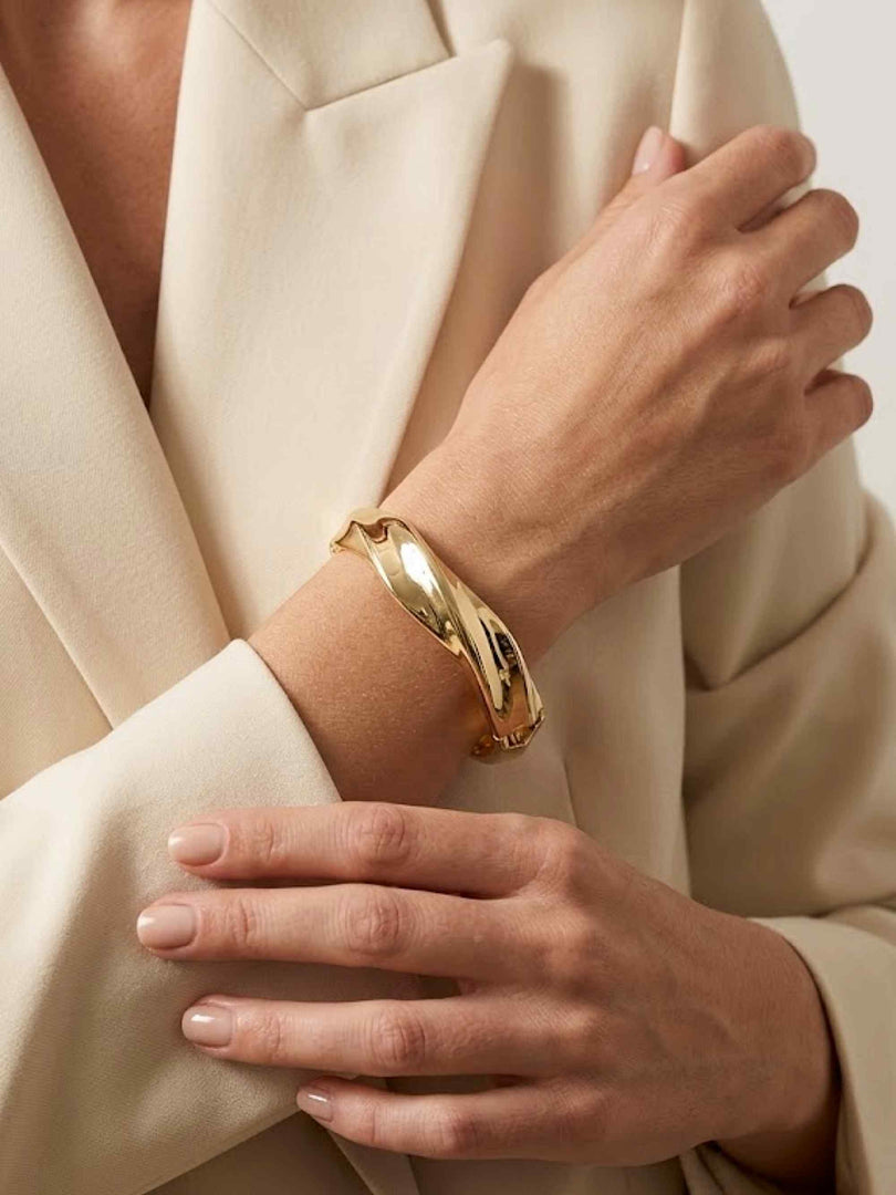Golden Wave Sculpted Bold Bracelet