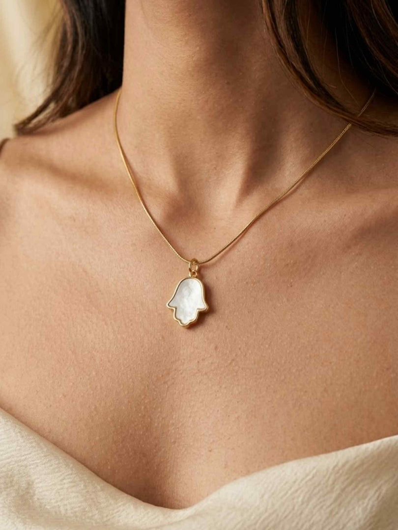 Divine Glow Hamsa Pendant Necklace