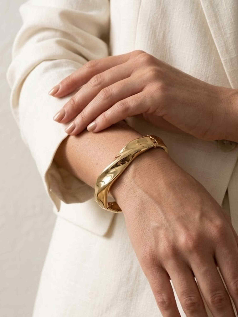Golden Wave Sculpted Bold Bracelet