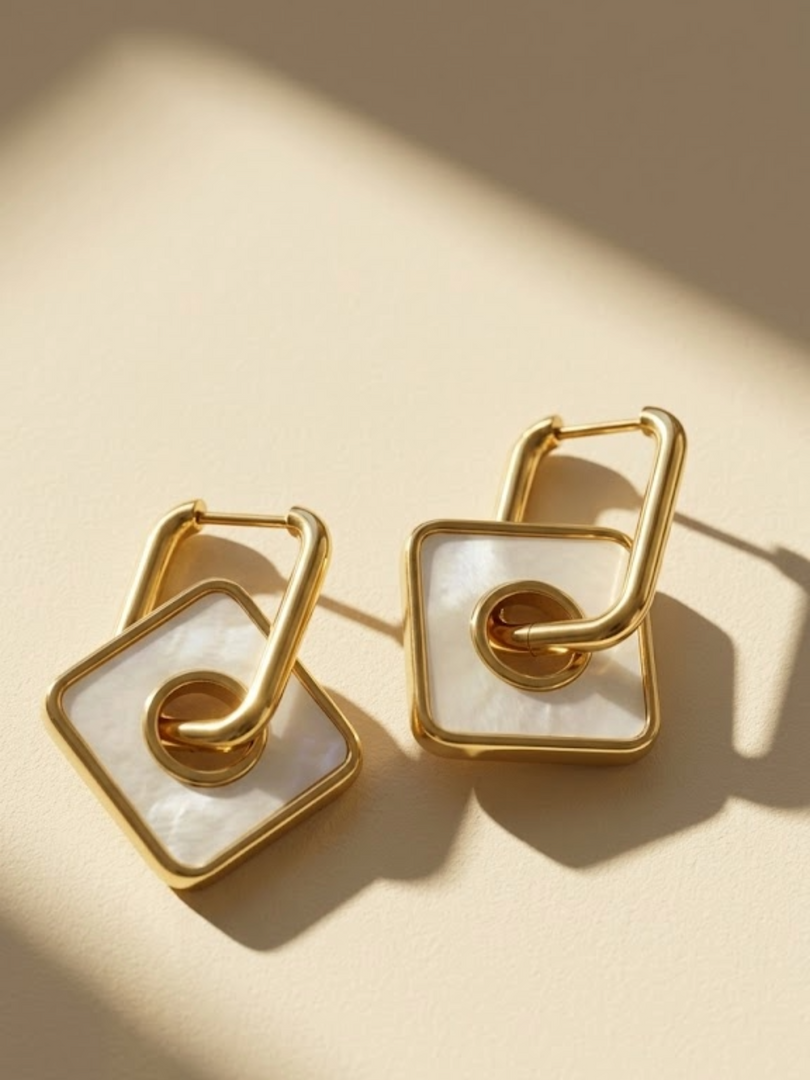 Mother of Pearl Square Drop Earrings