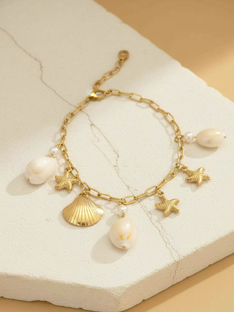 Sea Goddess Pearl Charm Bracelet