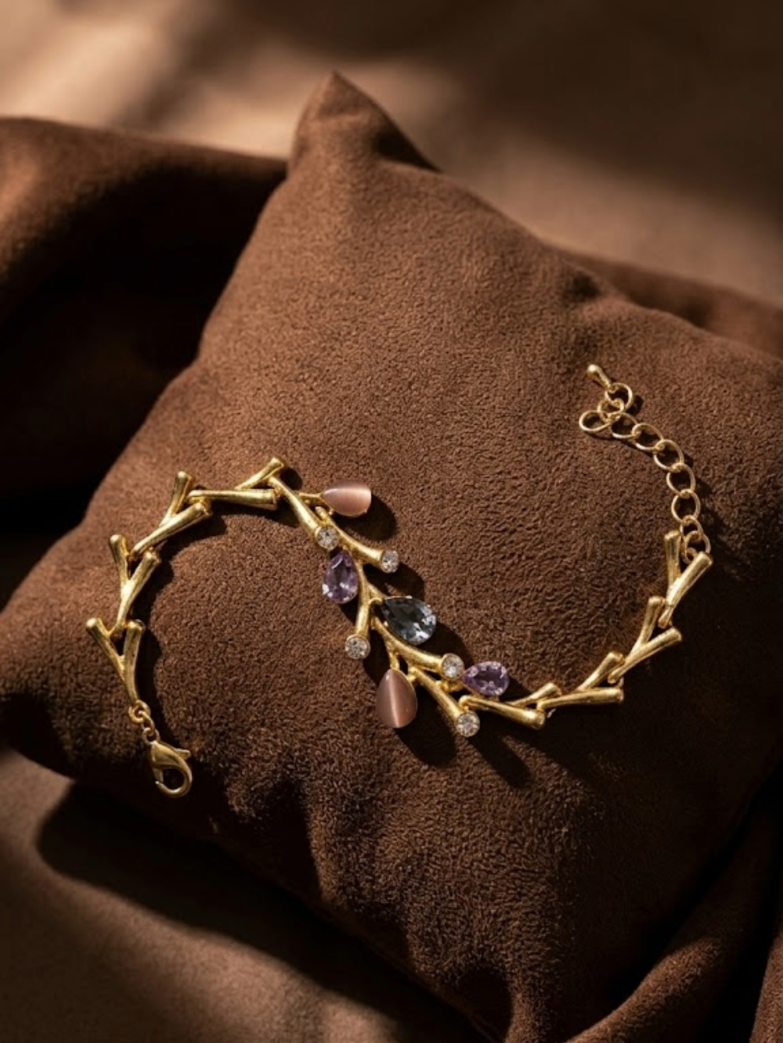 Blush Vine Crystal Charm Bracelet