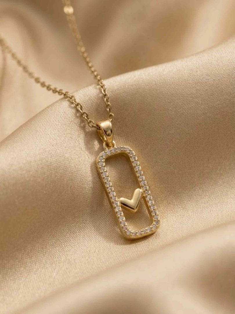 Love Frame Crystal Pendant Necklace