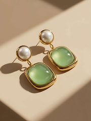 Jade Glow Pearl Drop Earrings
