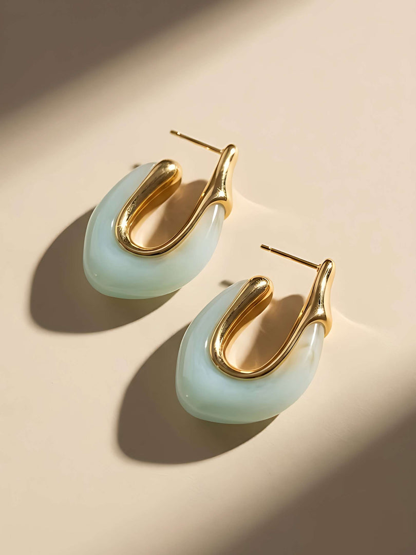Aqua Mist Fluid Loop Earrings
