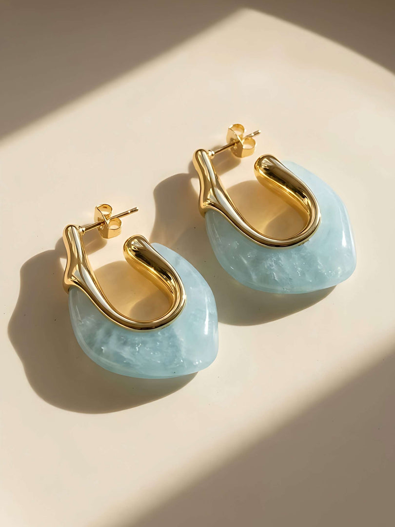 Aqua Mist Fluid Loop Earrings
