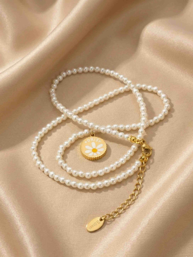 Daisy Pearl Charm Necklace