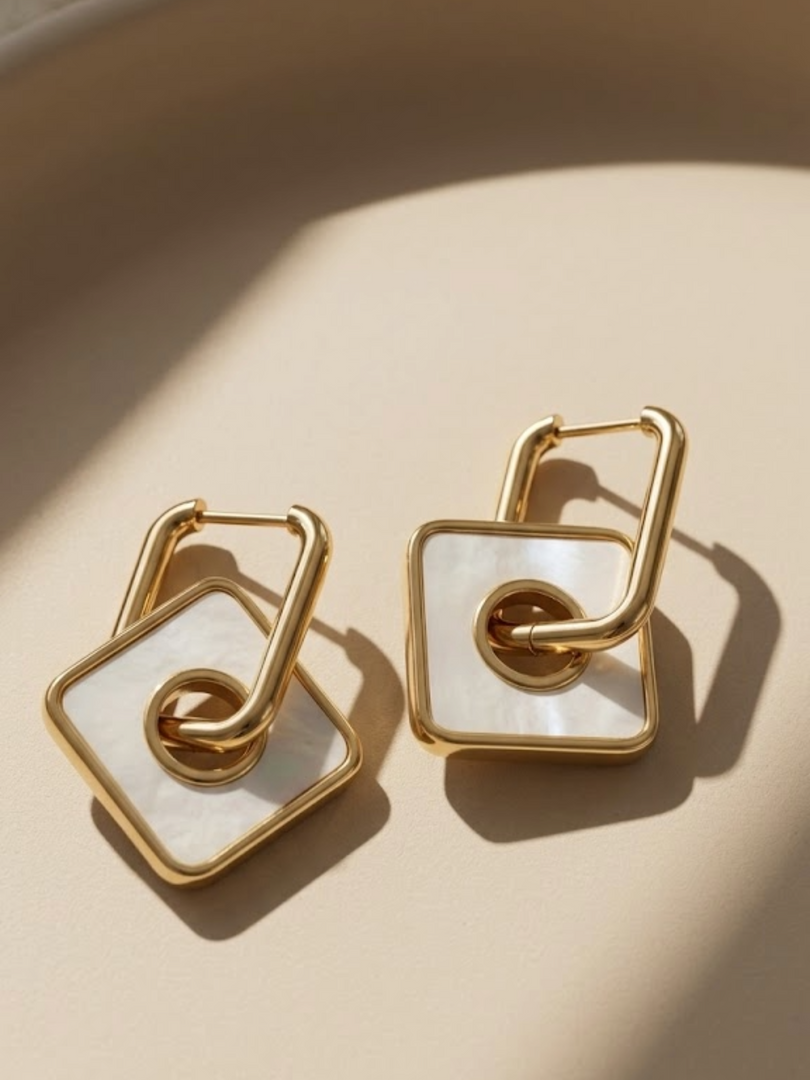 Mother of Pearl Square Drop Earrings