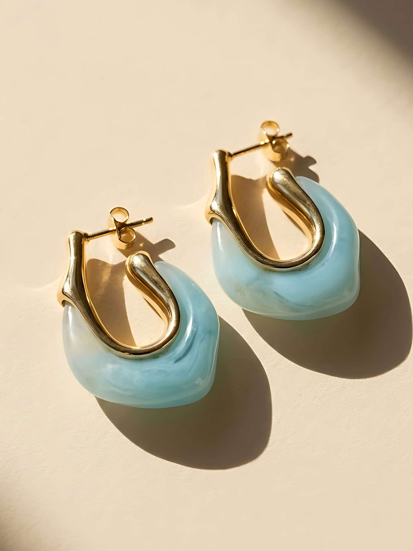 Aqua Mist Fluid Loop Earrings