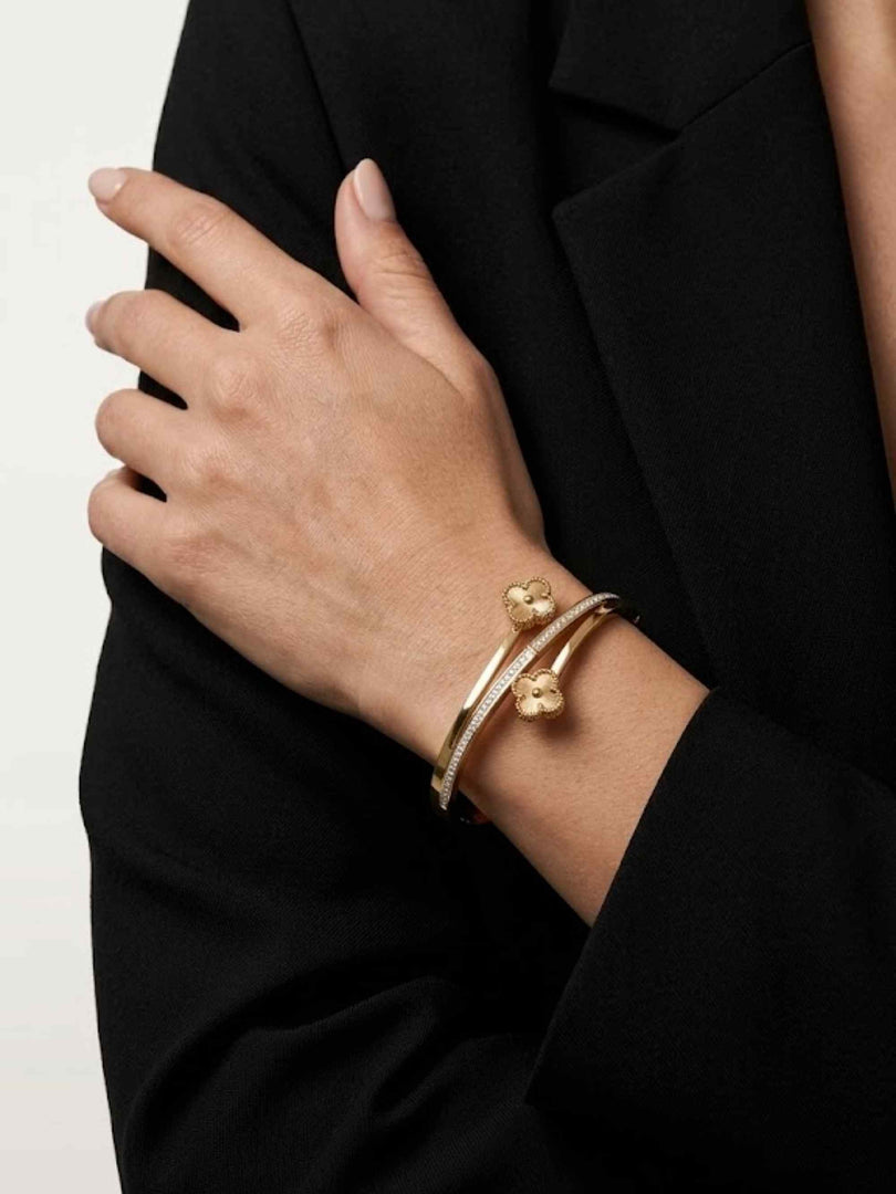 Clover Bloom Pavé Wrap Bangle