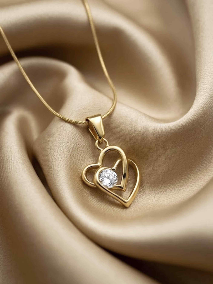 Double Heart Crystal Snake Chain Necklace