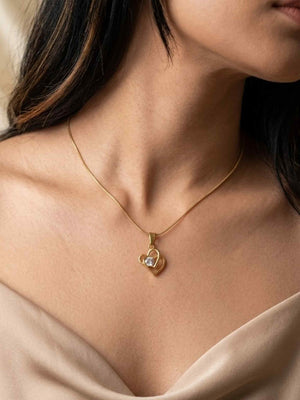 Double Heart Crystal Snake Chain Necklace | Neelora