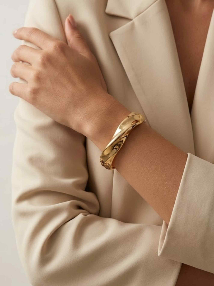 Golden Wave Sculpted Bold Bracelet