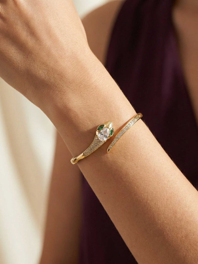 Emerald Serpent Pave Bangle