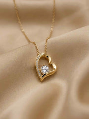 Open Heart Solitaire Pendant Necklace