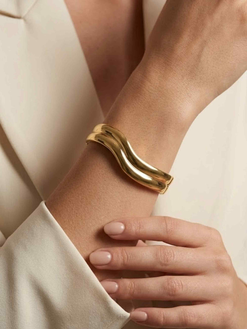 Liquid Gold Sculptural Wave Bangle