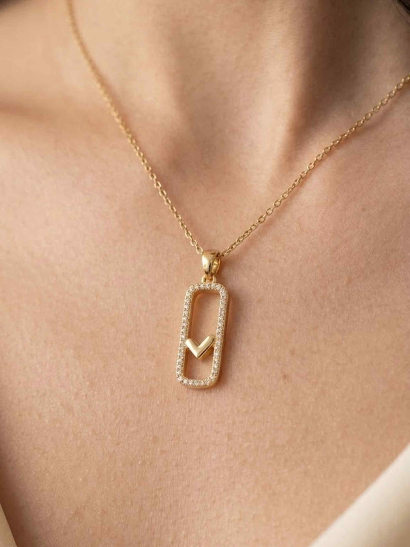 Love Frame Crystal Pendant Necklace