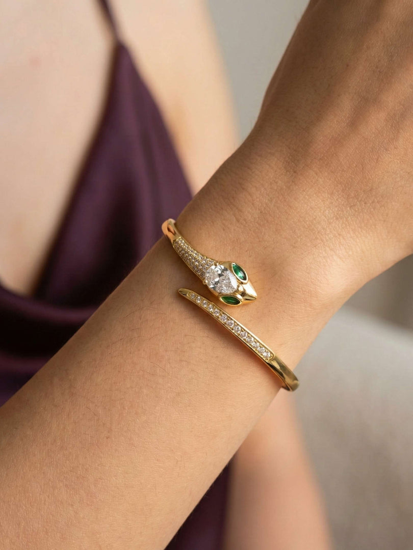 Emerald Serpent Pave Bangle