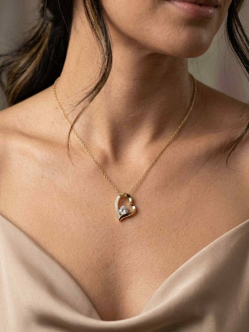 Open Heart Solitaire Pendant Necklace