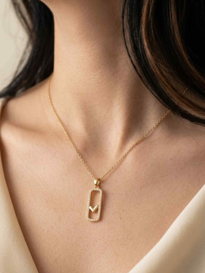 Love Frame Crystal Pendant Necklace