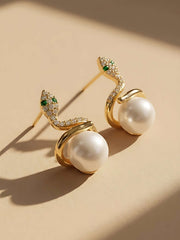 Serpent Pearl Stud Earrings