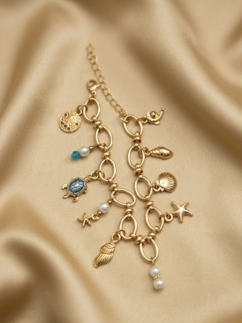 Golden Ocean Whisper Charm Bracelet