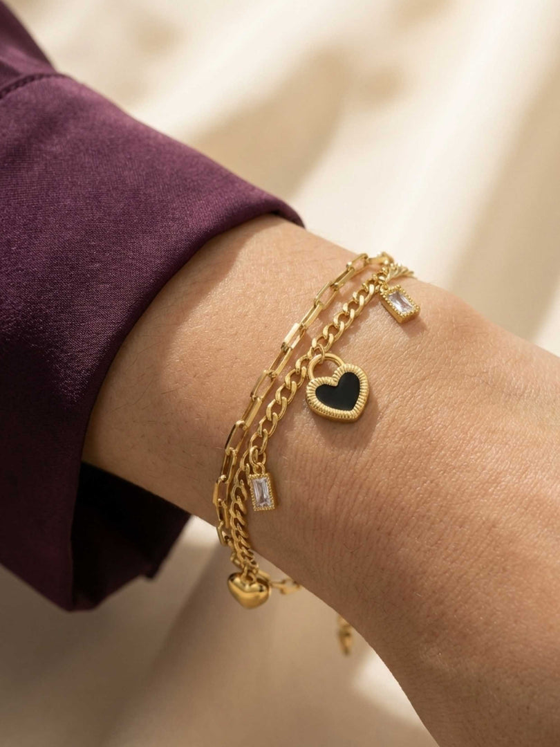 Noir Baguette Charm Bracelet: