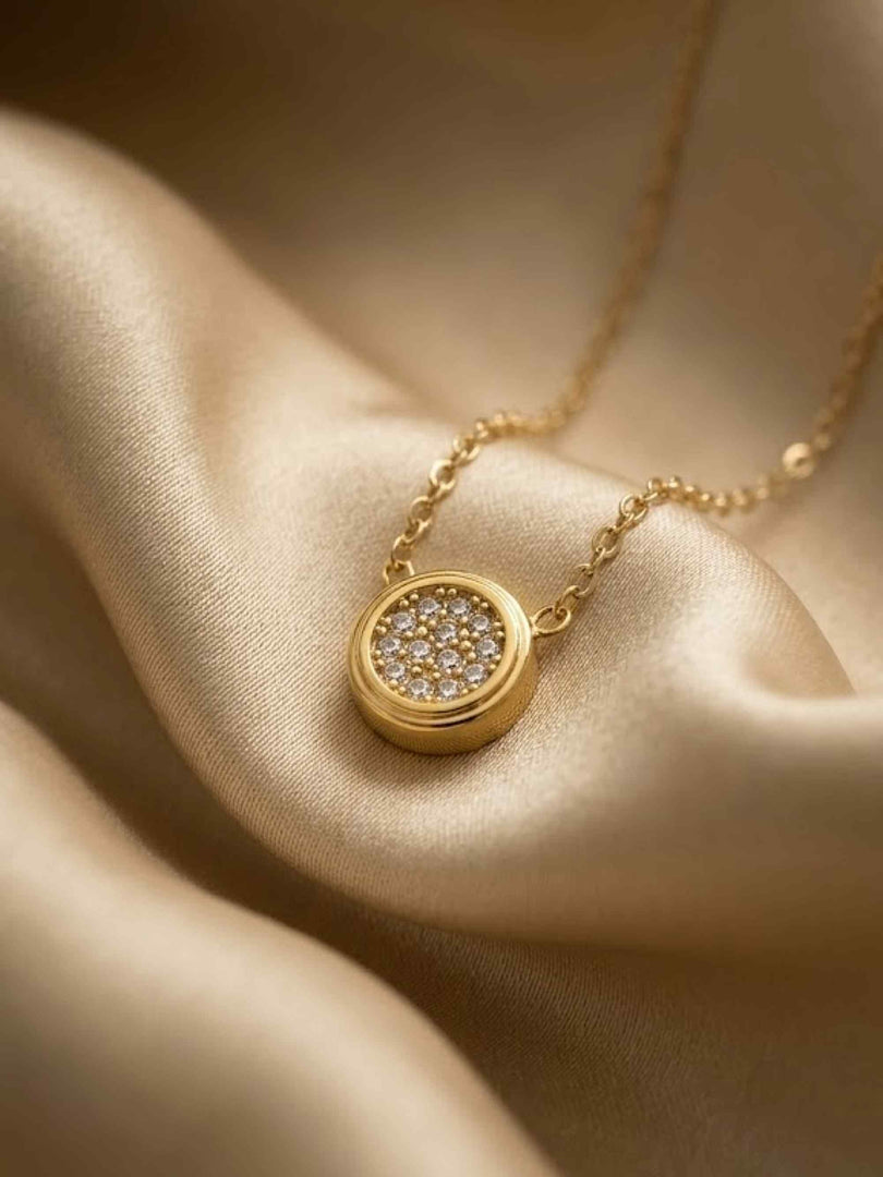 Pavé Disc Pendant Necklace