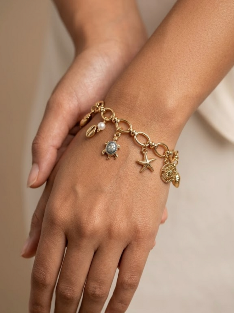 Golden Ocean Whisper Charm Bracelet