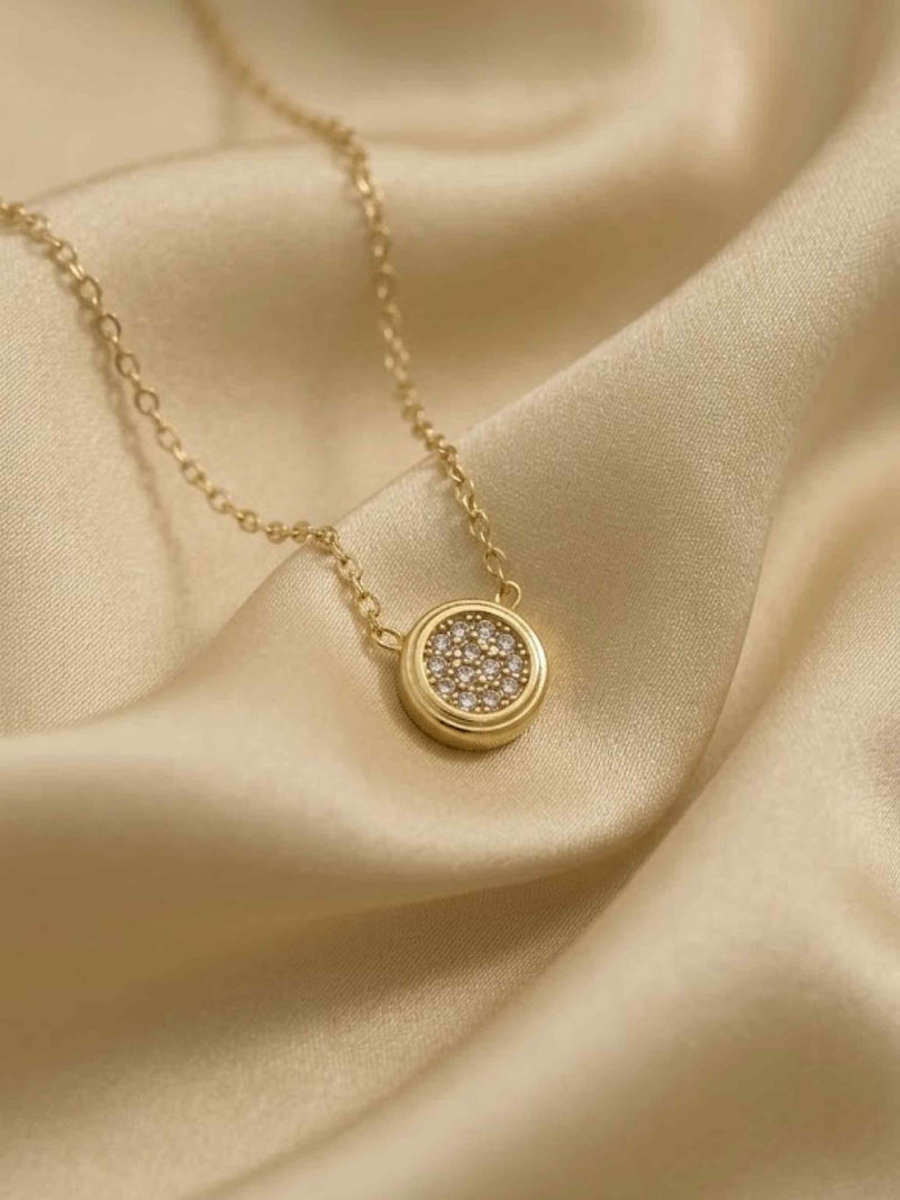 Pavé Disc Pendant Necklace