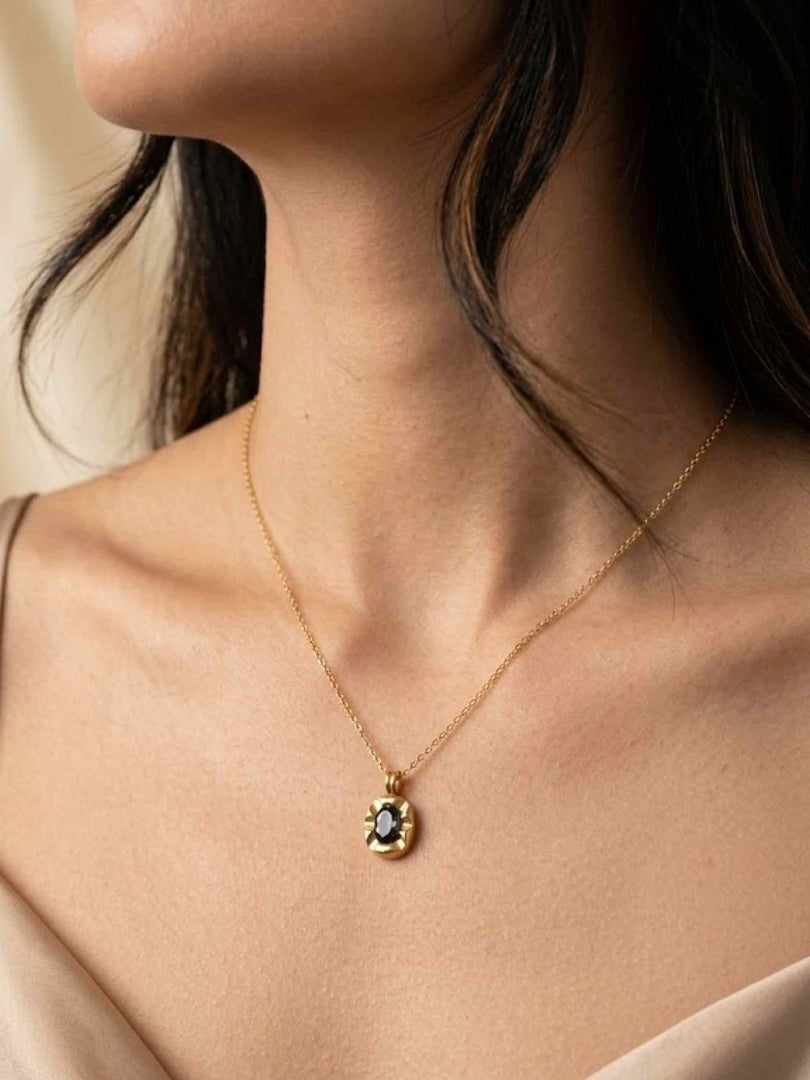 Midnight Aura Crystal Pendant Necklace