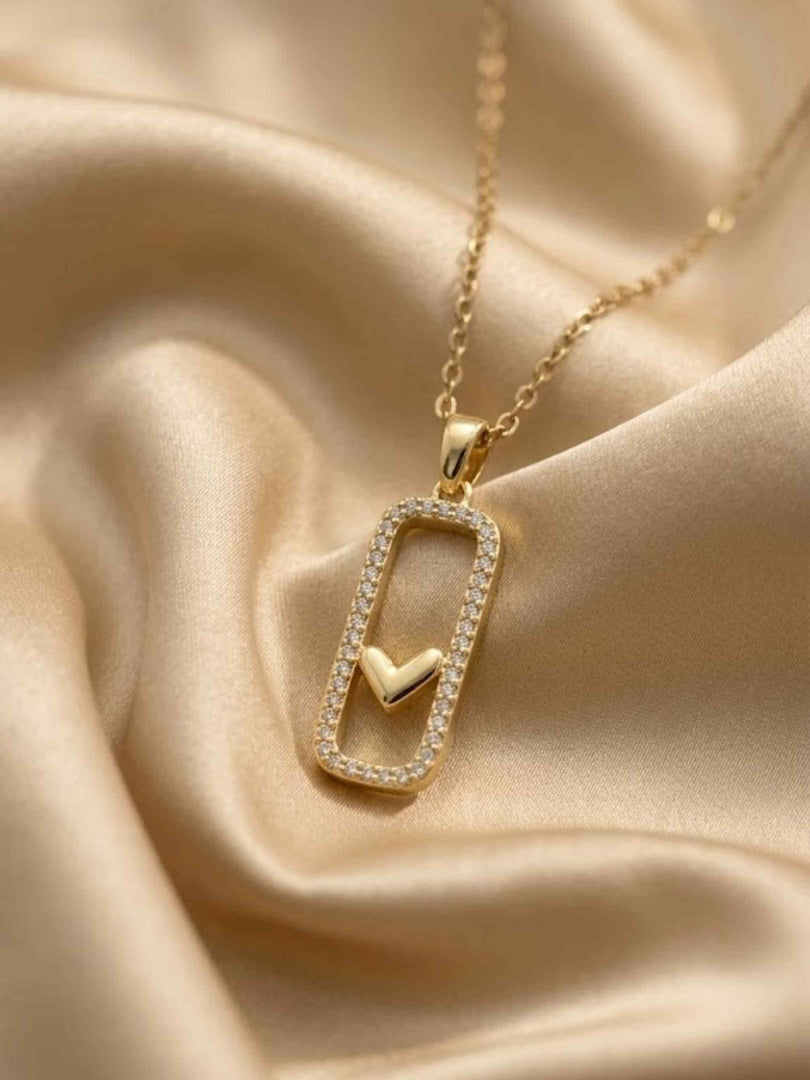 Love Frame Crystal Pendant Necklace