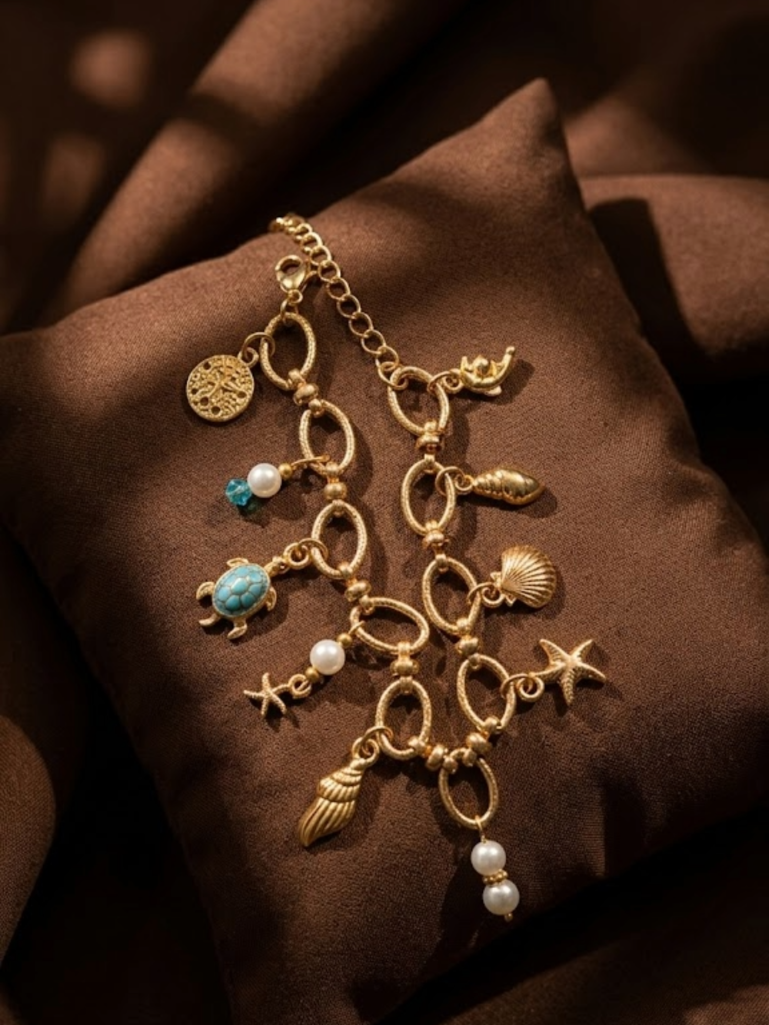Golden Ocean Whisper Charm Bracelet