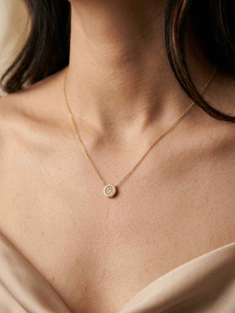Pavé Disc Pendant Necklace