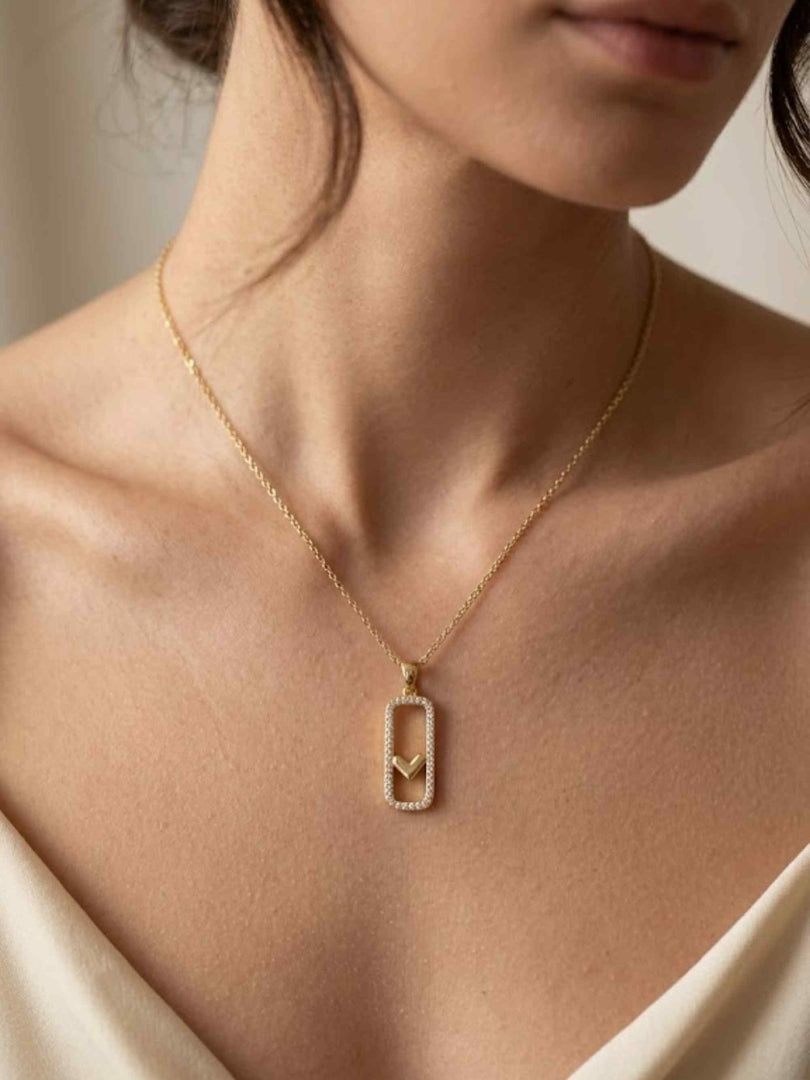 Love Frame Crystal Pendant Necklace