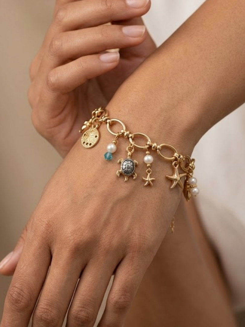 Golden Ocean Whisper Charm Bracelet