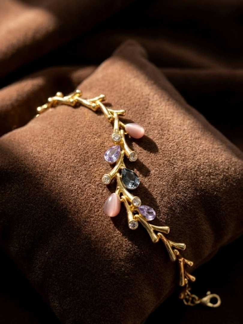Blush Vine Crystal Charm Bracelet