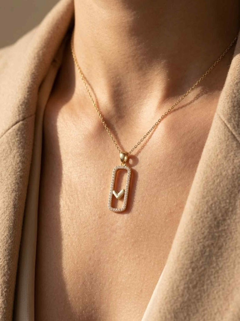 Love Frame Crystal Pendant Necklace