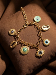 Golden Aura Evil Eye Charm Bracelet