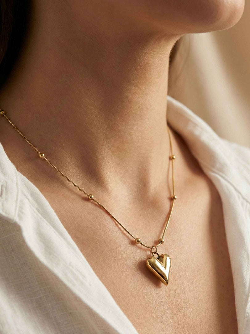 Elongated Heart Station Necklace