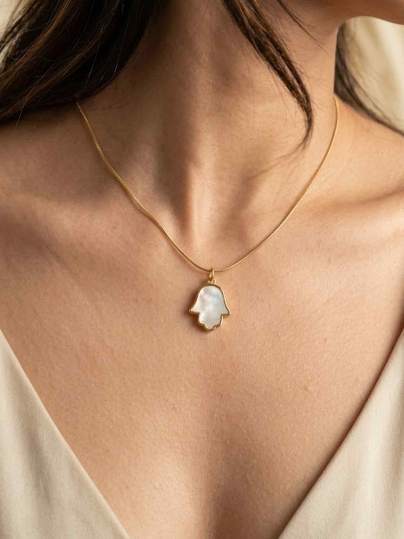Divine Glow Hamsa Pendant Necklace
