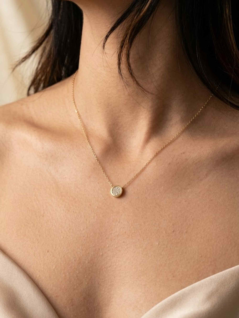 Pavé Disc Pendant Necklace