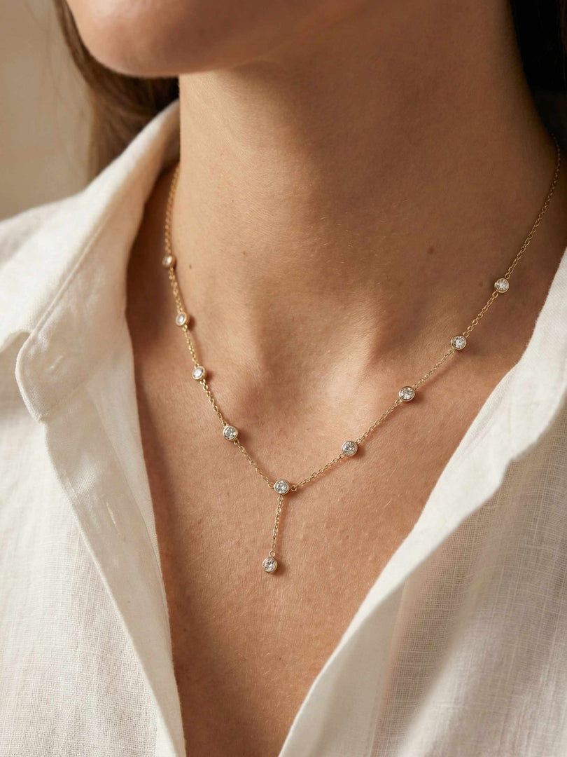 Crystal Station Lariat Necklace