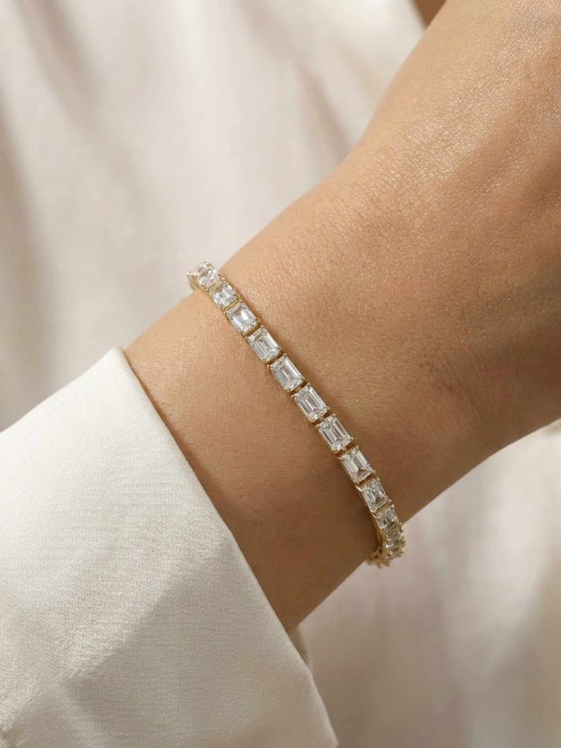 Emerald Cut Crystal Tennis Bracelet