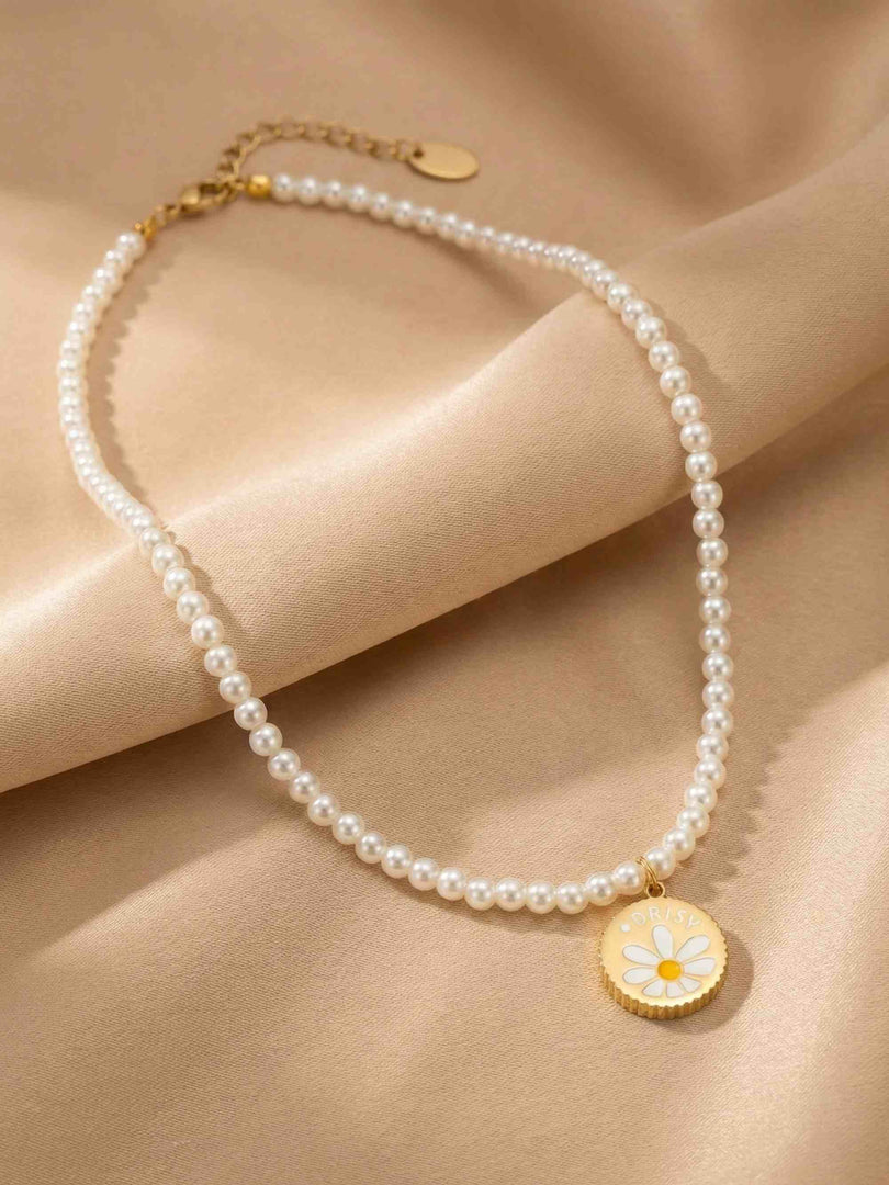 Daisy Pearl Charm Necklace